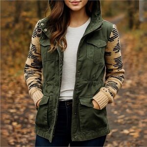 Hive & Honey army green utility style sweater sleeve jacket ❤️
